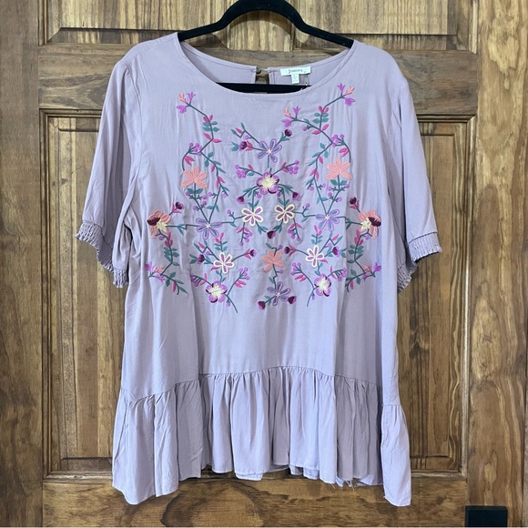 Purple Embroidered Blouse - Picture 1 of 4